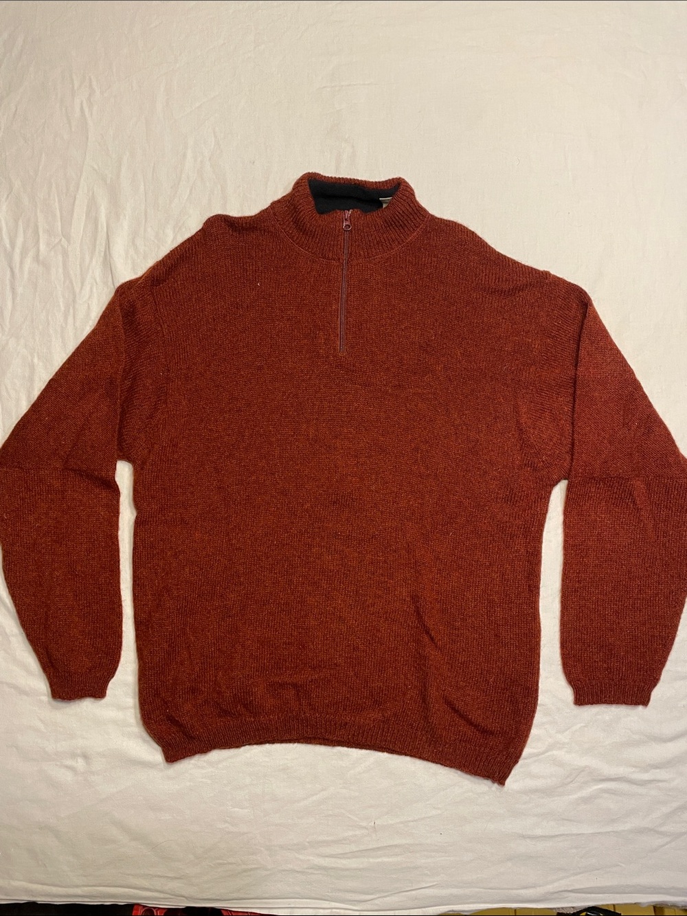 REI Men's Quarter-Zip Wool Sweater in Rust